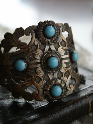 画像1: Bracelet Art nouveau Turquoise
