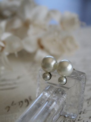 画像1: Boucles d'oreilles Double Perles