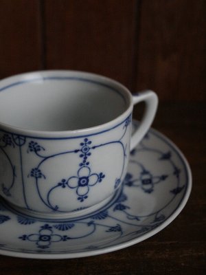 画像1: Tasse et sous-tasse bleue fleur
