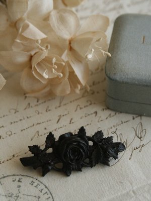 画像1: Broche Rose Noir