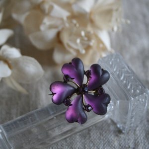 画像1: Broche fleurs violet