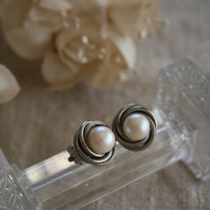 画像1: Boucle d'oreilles perle/tourne