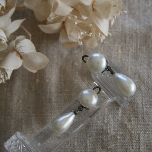 画像1: Boucle d'oreilles perle/goutte