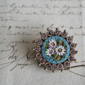 Broche micro-mosaique turquoise