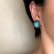 画像6: Boucle d'oreilles  Verre turquoise rond