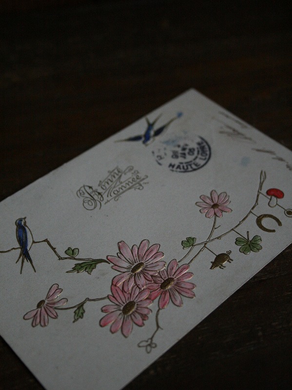 画像1: Carte Postale Hirondelles Fleurs